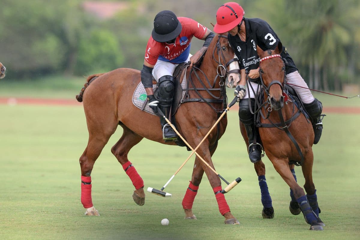 Casa de Campo and La Romanza 3J play polo during the Casa de Campo Challenge at Casa de Campo in La Romana, Dominican Republic on April 4, 2025. (Photo by Bryan Bennett)