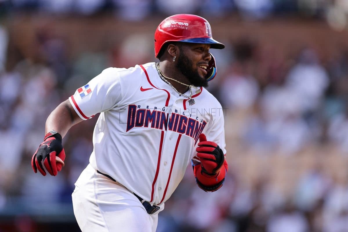 SANTO DOMINGO, DOMINICAN REPUBLIC - MARCH 04: Vladimir Guerrero Jr. #27 of the Dominican Republic looks on during the second inning of an exhibition game against the Detroit Tigers at Estadio Quisqueya on March 04, 2026 in Santo Domingo, Dominican Republic. (Photo by Bryan M. Bennett/Getty Images)