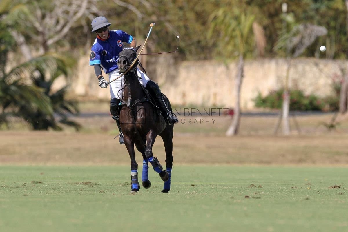 La Romanza 3J and La Espada Gulf play polo during the Copa Britanica at Casa de Campo Polo Club in La Romana, Dominican Republic on March 6, 2026. (Photos by Bryan Bennett)