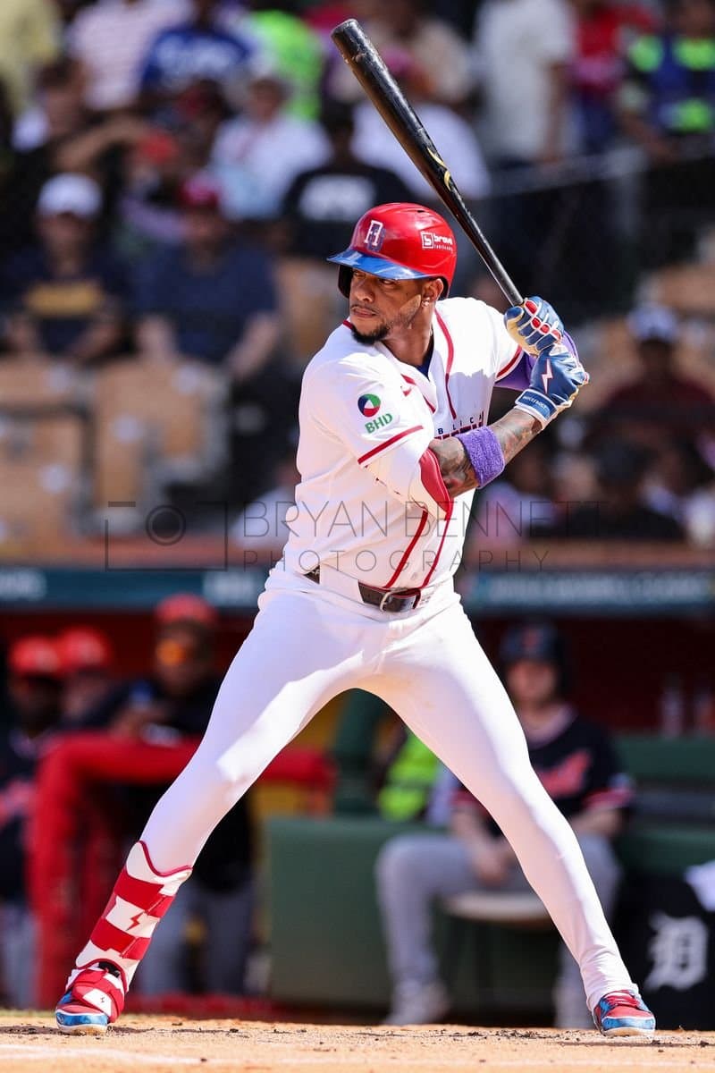 SANTO DOMINGO, DOMINICAN REPUBLIC - MARCH 04: Ketel Marte #4 of the Dominican Republic bats during an exhibition game against the Detroit Tigers at Estadio Quisqueya on March 04, 2026 in Santo Domingo, Dominican Republic. (Photo by Bryan Bennett/Getty Images)