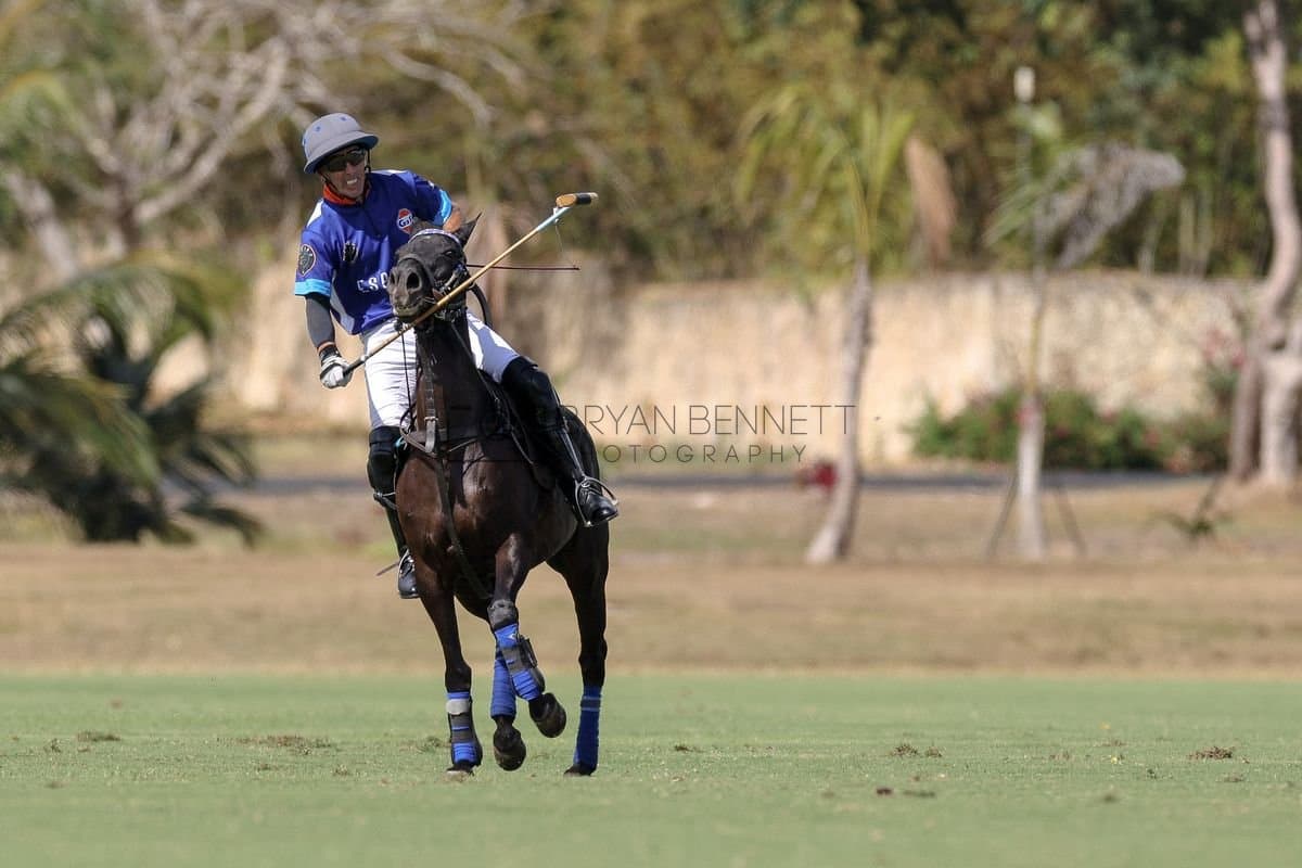 La Romanza 3J and La Espada Gulf play polo during the Copa Britanica at Casa de Campo Polo Club in La Romana, Dominican Republic on March 6, 2026. (Photos by Bryan Bennett)