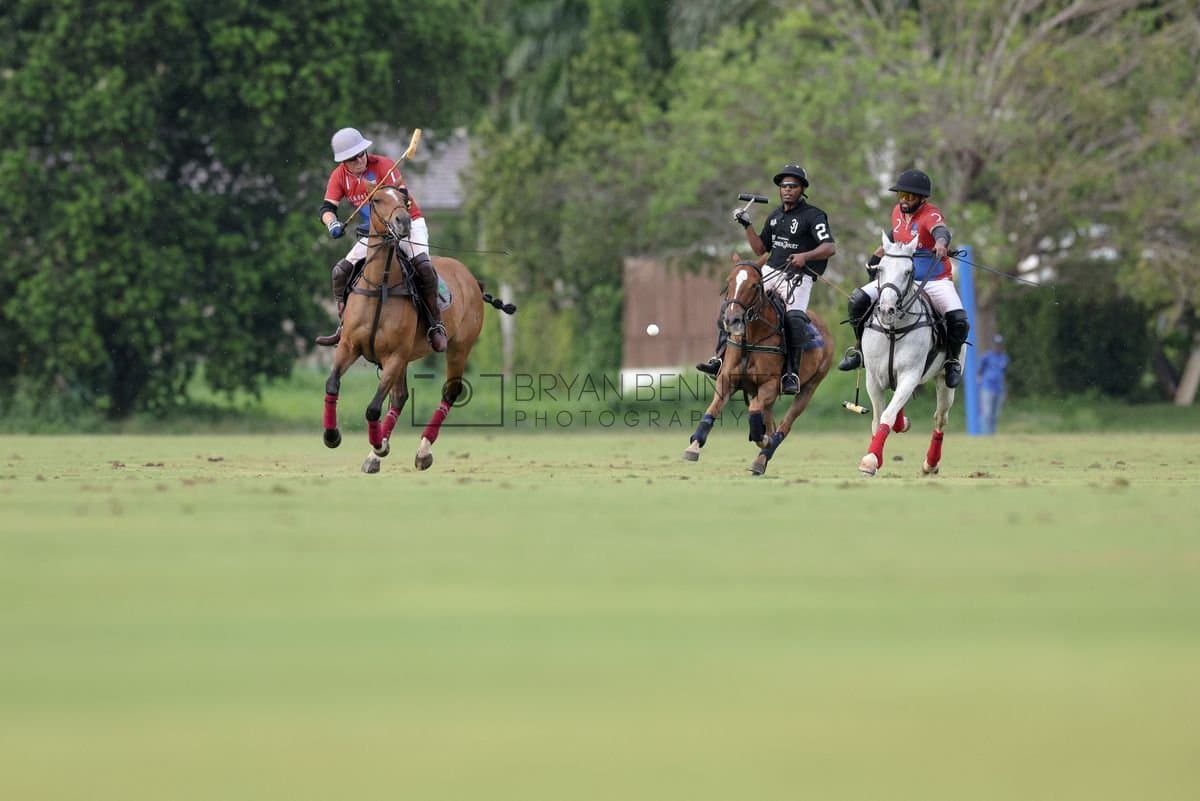 Casa de Campo and La Romanza 3J play polo during the Casa de Campo Challenge at Casa de Campo in La Romana, Dominican Republic on April 4, 2025. (Photo by Bryan Bennett)