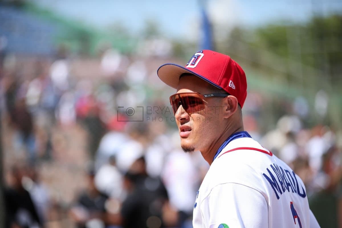 SANTO DOMINGO, DOMINICAN REPUBLIC - MARCH 04: Manny Machado #3 of the Dominican Republic looks on prior to an exhibition game against the Detroit Tigers at Estadio Quisqueya on March 04, 2026 in Santo Domingo, Dominican Republic. (Photo by Bryan Bennett/Getty Images)