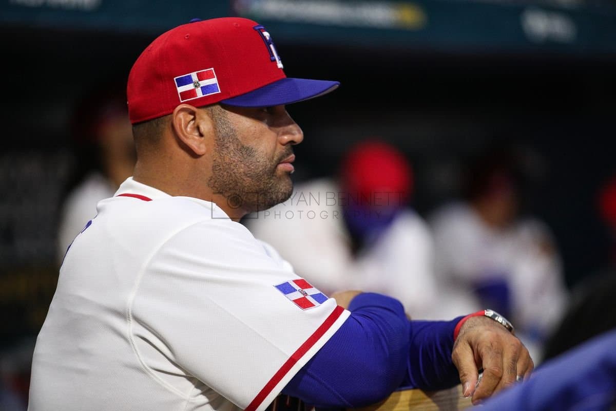 SANTO DOMINGO, DOMINICAN REPUBLIC - MARCH 03: Manager Albert Pujols of the Dominican Republic looks on prior to an exhibition game against the Detroit Tigers at Estadio Quisqueya on March 03, 2026 in Santo Domingo, Dominican Republic. (Photo by Bryan Bennett/Getty Images)