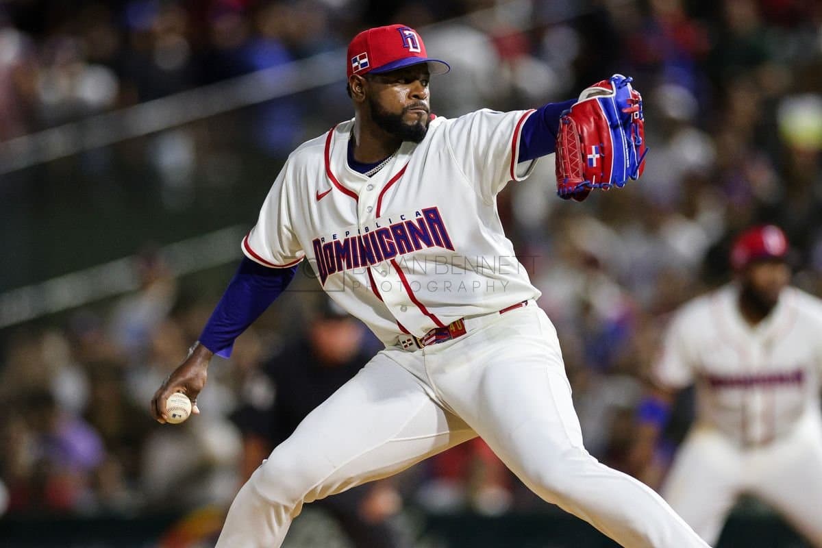 SANTO DOMINGO, DOMINICAN REPUBLIC - MARCH 03: Luis Severino #40 of the Dominican Republic pitches during an exhibition game against the Detroit Tigers at Estadio Quisqueya on March 03, 2026 in Santo Domingo, Dominican Republic. (Photo by Bryan Bennett/Getty Images)
