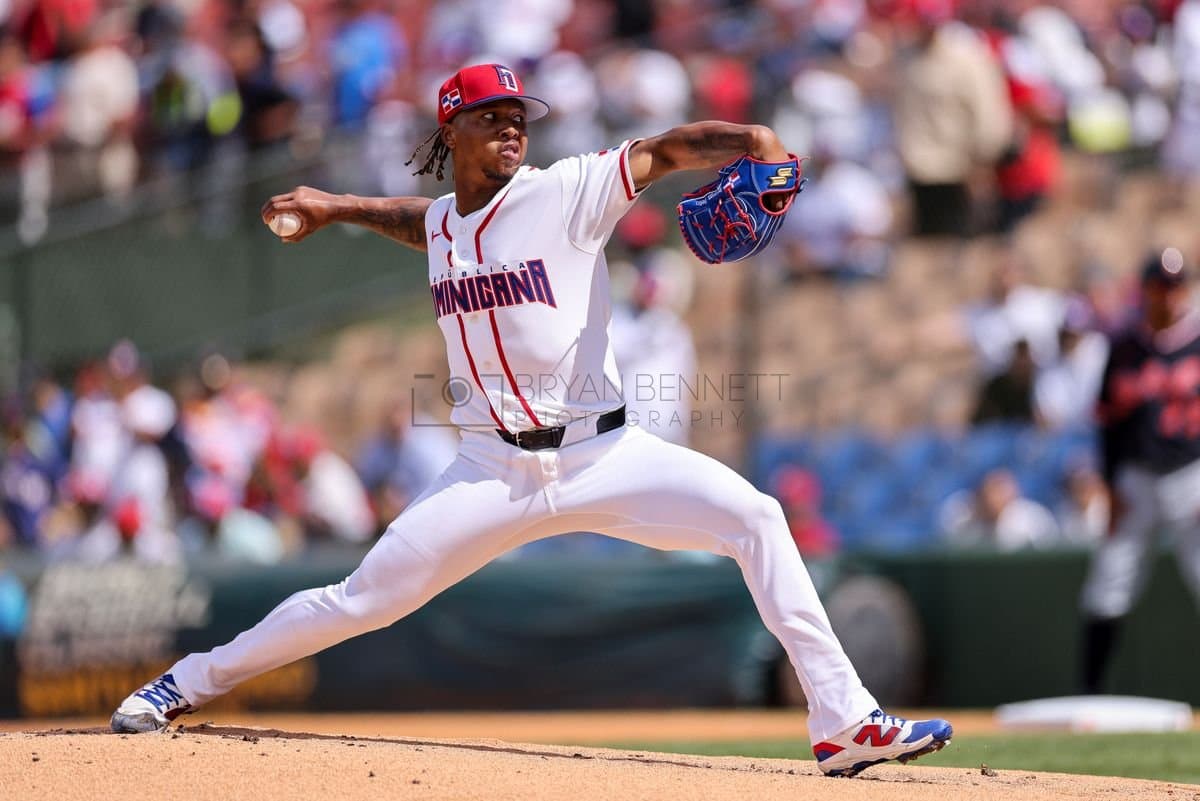 SANTO DOMINGO, DOMINICAN REPUBLIC - MARCH 04: Brayan Bello #66 of the Dominican Republic pitches during an exhibition game against the Detroit Tigers at Estadio Quisqueya on March 04, 2026 in Santo Domingo, Dominican Republic. (Photo by Bryan Bennett/Getty Images)