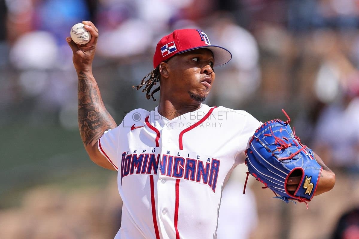 SANTO DOMINGO, DOMINICAN REPUBLIC - MARCH 04: Brayan Bello #66 of the Dominican Republic pitches during the first inning of an exhibition game against the Detroit Tigers at Estadio Quisqueya on March 04, 2026 in Santo Domingo, Dominican Republic. (Photo by Bryan M. Bennett/Getty Images)