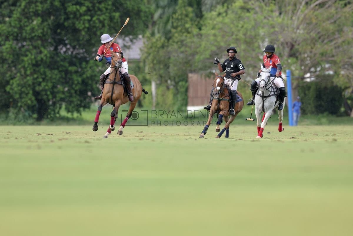 Casa de Campo and La Romanza 3J play polo during the Casa de Campo Challenge at Casa de Campo in La Romana, Dominican Republic on April 4, 2025. (Photo by Bryan Bennett)