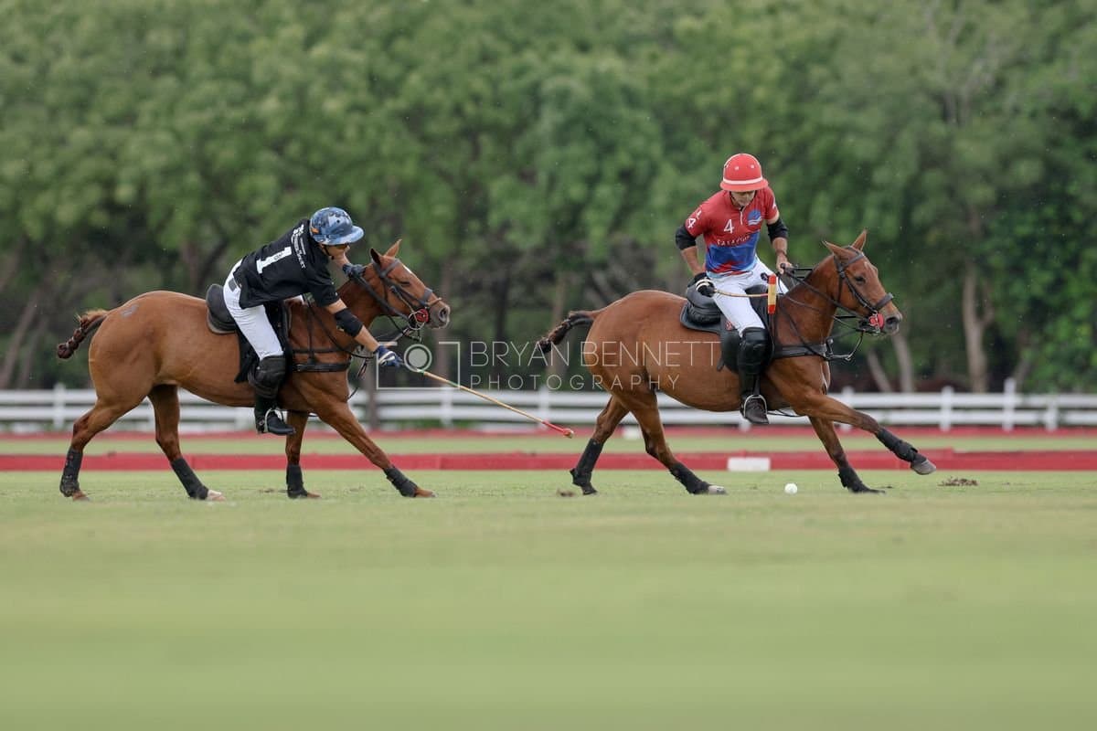 Casa de Campo and La Romanza 3J play polo during the Casa de Campo Challenge at Casa de Campo in La Romana, Dominican Republic on April 4, 2025. (Photo by Bryan Bennett)