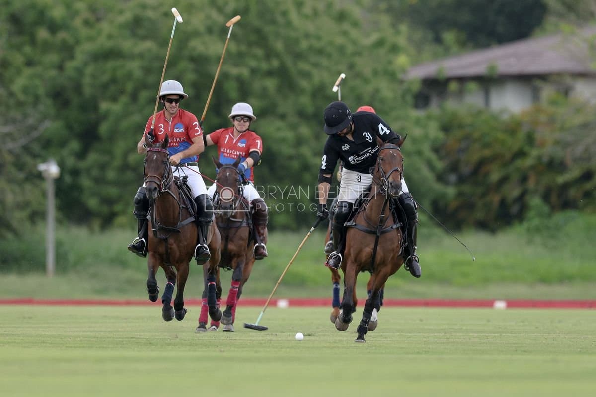 Casa de Campo and La Romanza 3J play polo during the Casa de Campo Challenge at Casa de Campo in La Romana, Dominican Republic on April 4, 2025. (Photo by Bryan Bennett)