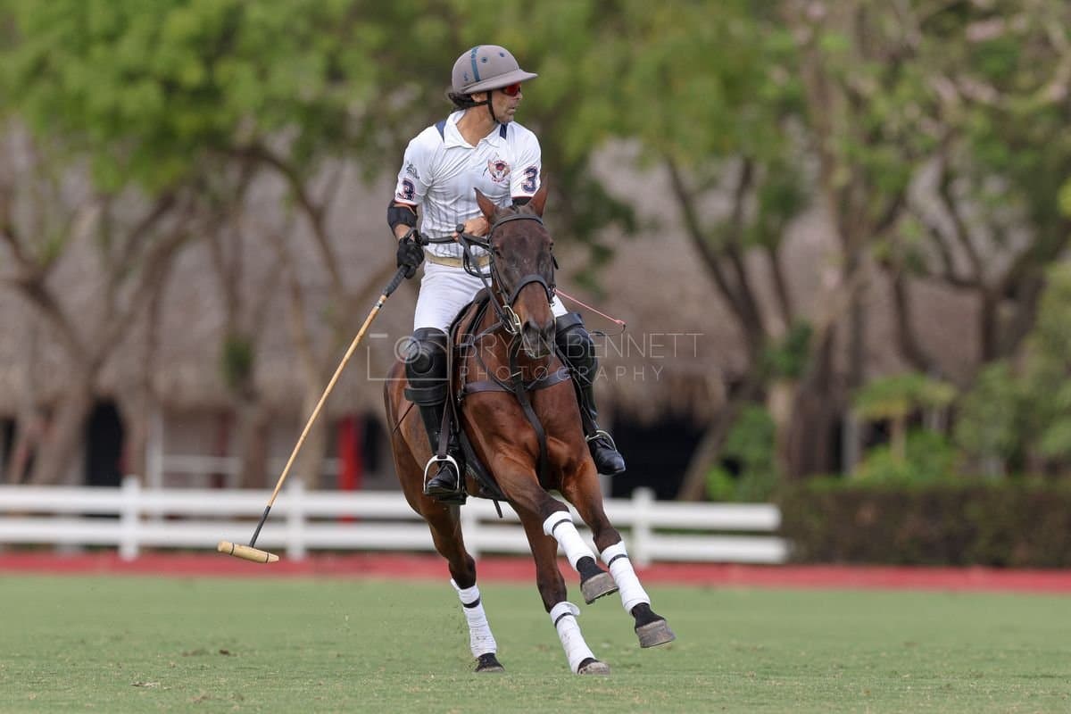 Lechuza Caracas and La Romanza 3J play polo during the Copa Britanica at Casa de Campo in La Romana, La Romana, Dominican Republic on March 1, 2026. (Photos by Bryan Bennett)