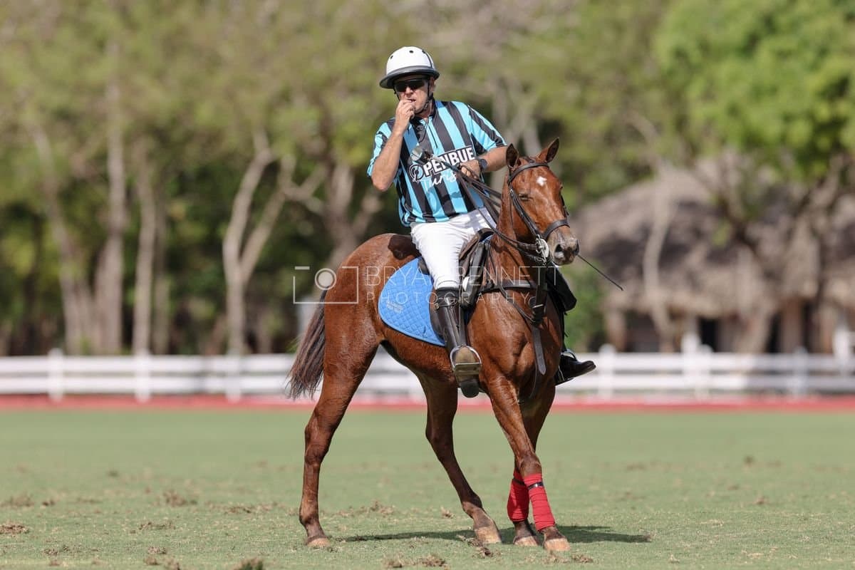 La Romanza 3J and La Espada Gulf play polo during the Copa Britanica at Casa de Campo Polo Club in La Romana, Dominican Republic on March 6, 2026. (Photos by Bryan Bennett)