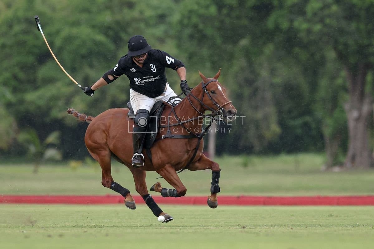 Casa de Campo and La Romanza 3J play polo during the Casa de Campo Challenge at Casa de Campo in La Romana, Dominican Republic on April 4, 2025. (Photo by Bryan Bennett)