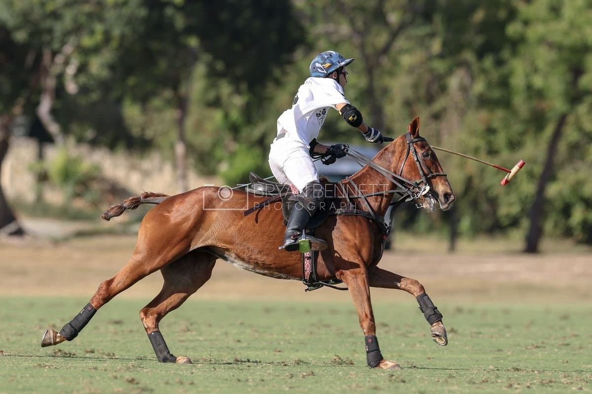 La Romanza 3J and La Espada Gulf play polo during the Copa Britanica at Casa de Campo Polo Club in La Romana, Dominican Republic on March 6, 2026. (Photos by Bryan Bennett)