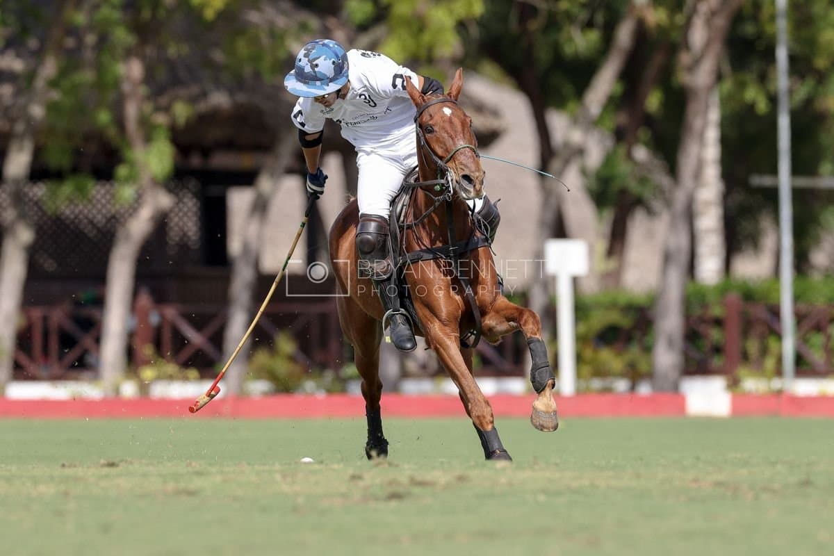 La Romanza 3J and La Espada Gulf play polo during the Copa Britanica at Casa de Campo Polo Club in La Romana, Dominican Republic on March 6, 2026. (Photos by Bryan Bennett)
