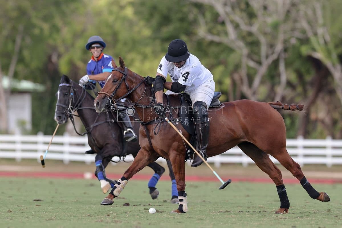 La Romanza 3J and La Espada Gulf play polo during the Copa Britanica at Casa de Campo Polo Club in La Romana, Dominican Republic on March 6, 2026. (Photos by Bryan Bennett)
