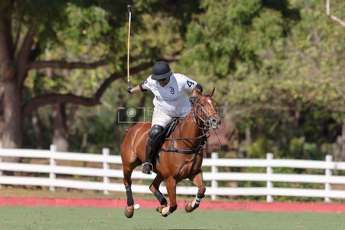 La Romanza 3J and La Espada Gulf play polo during the Copa Britanica at Casa de Campo Polo Club in La Romana, Dominican Republic on March 6, 2026. (Photos by Bryan Bennett)