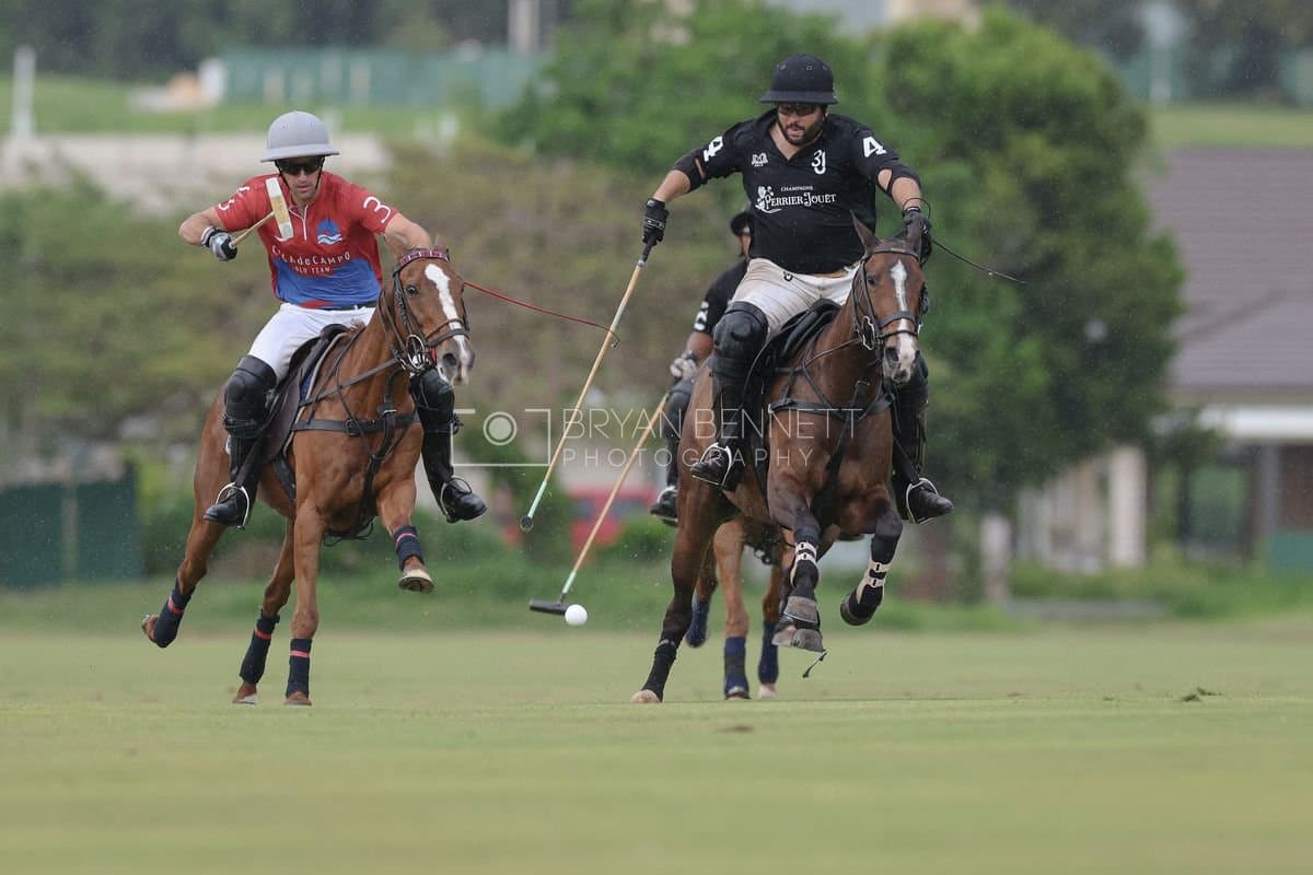 Casa de Campo and La Romanza 3J play polo during the Casa de Campo Challenge at Casa de Campo in La Romana, Dominican Republic on April 4, 2025. (Photo by Bryan Bennett)