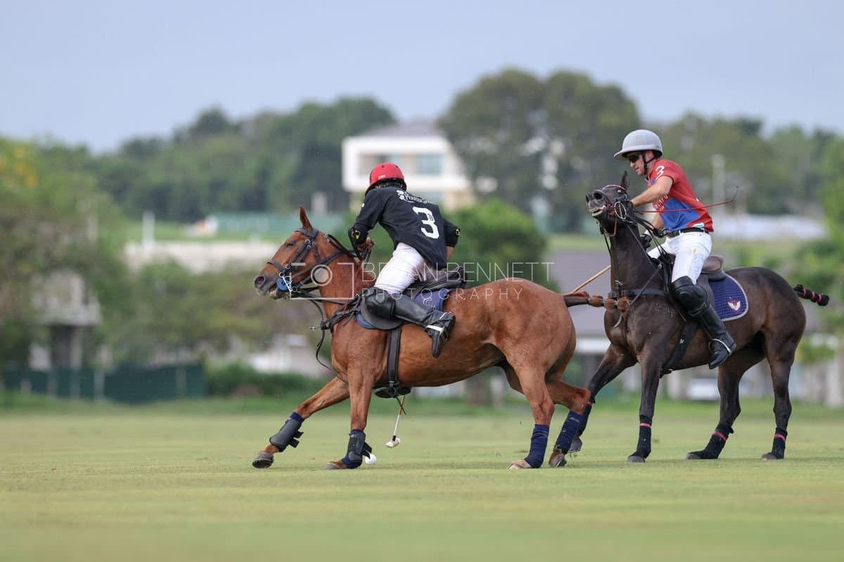 Casa de Campo and La Romanza 3J play polo during the Casa de Campo Challenge at Casa de Campo in La Romana, Dominican Republic on April 4, 2025. (Photo by Bryan Bennett)