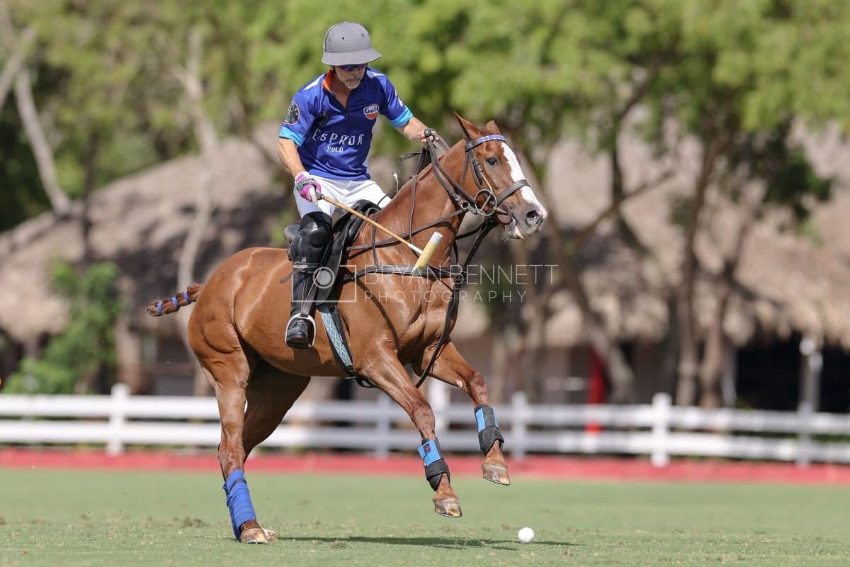 La Romanza 3J and La Espada Gulf play polo during the Copa Britanica at Casa de Campo Polo Club in La Romana, Dominican Republic on March 6, 2026. (Photos by Bryan Bennett)