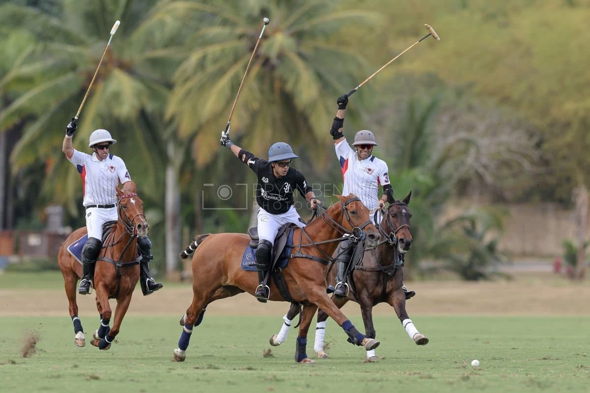 Lechuza Caracas and La Romanza 3J play polo during the Copa Britanica at Casa de Campo in La Romana, La Romana, Dominican Republic on March 1, 2026. (Photos by Bryan Bennett)