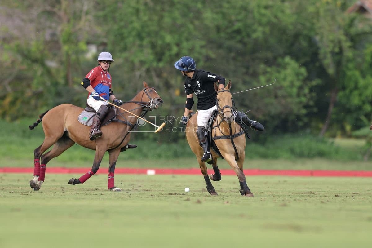 Casa de Campo and La Romanza 3J play polo during the Casa de Campo Challenge at Casa de Campo in La Romana, Dominican Republic on April 4, 2025. (Photo by Bryan Bennett)