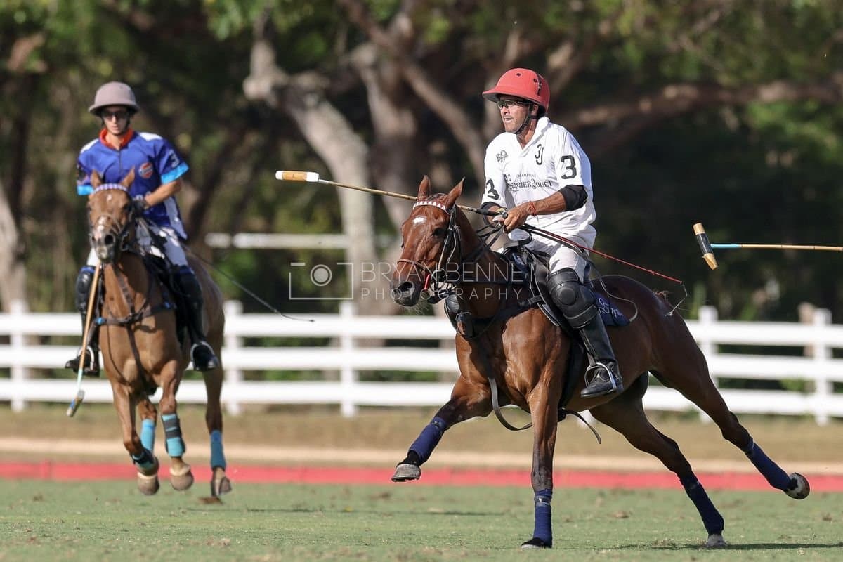 La Romanza 3J and La Espada Gulf play polo during the Copa Britanica at Casa de Campo Polo Club in La Romana, Dominican Republic on March 6, 2026. (Photos by Bryan Bennett)