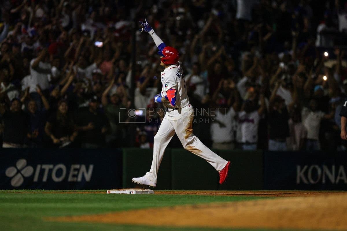 SANTO DOMINGO, DOMINICAN REPUBLIC - MARCH 03: Manny Machado #3 of the Dominican Republic reacts after hitting a home run during the fourth inning of an exhibition game against the Detroit Tigers at Estadio Quisqueya on March 03, 2026 in Santo Domingo, Dominican Republic. (Photo by Bryan Bennett/Getty Images)