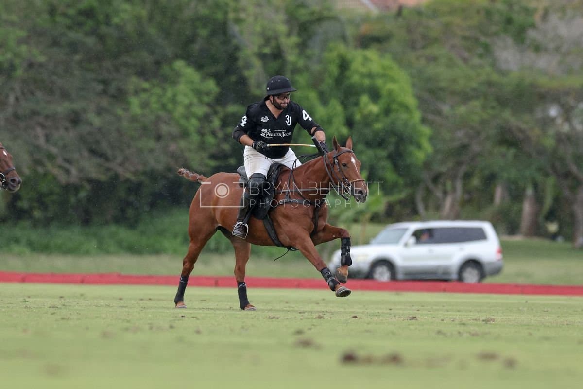 Casa de Campo and La Romanza 3J play polo during the Casa de Campo Challenge at Casa de Campo in La Romana, Dominican Republic on April 4, 2025. (Photo by Bryan Bennett)