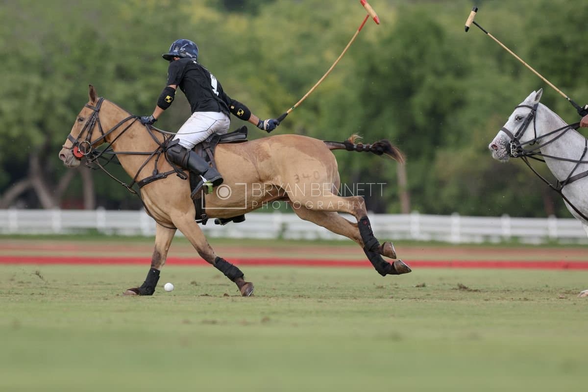 Casa de Campo and La Romanza 3J play polo during the Casa de Campo Challenge at Casa de Campo in La Romana, Dominican Republic on April 4, 2025. (Photo by Bryan Bennett)
