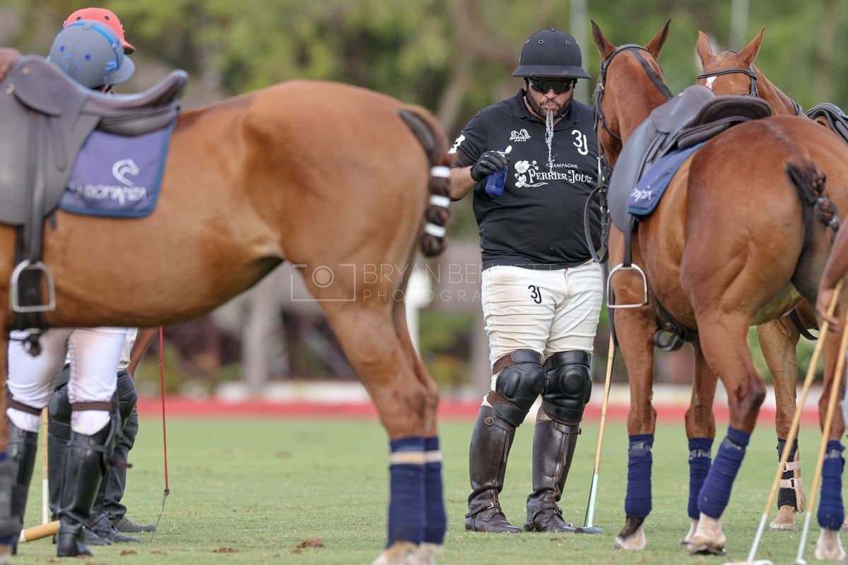 Lechuza Caracas and La Romanza 3J play polo during the Copa Britanica at Casa de Campo in La Romana, La Romana, Dominican Republic on March 1, 2026. (Photos by Bryan Bennett)