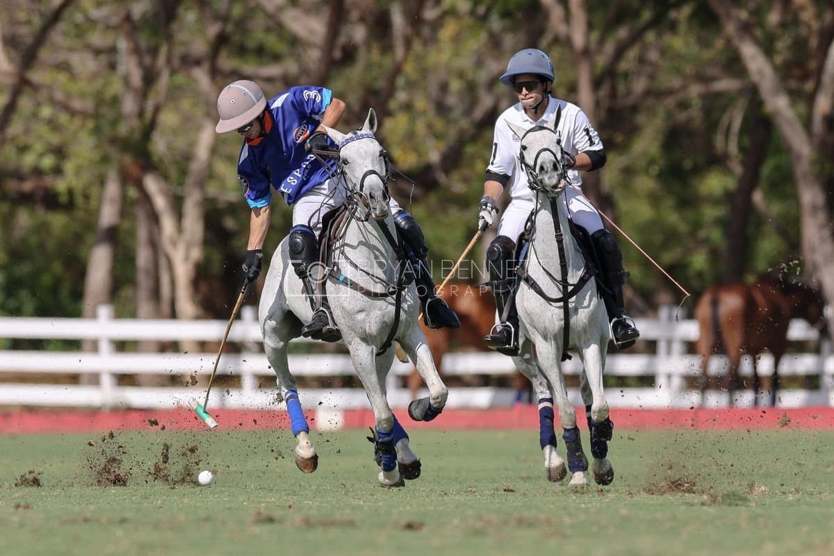 La Romanza 3J and La Espada Gulf play polo during the Copa Britanica at Casa de Campo Polo Club in La Romana, Dominican Republic on March 6, 2026. (Photos by Bryan Bennett)