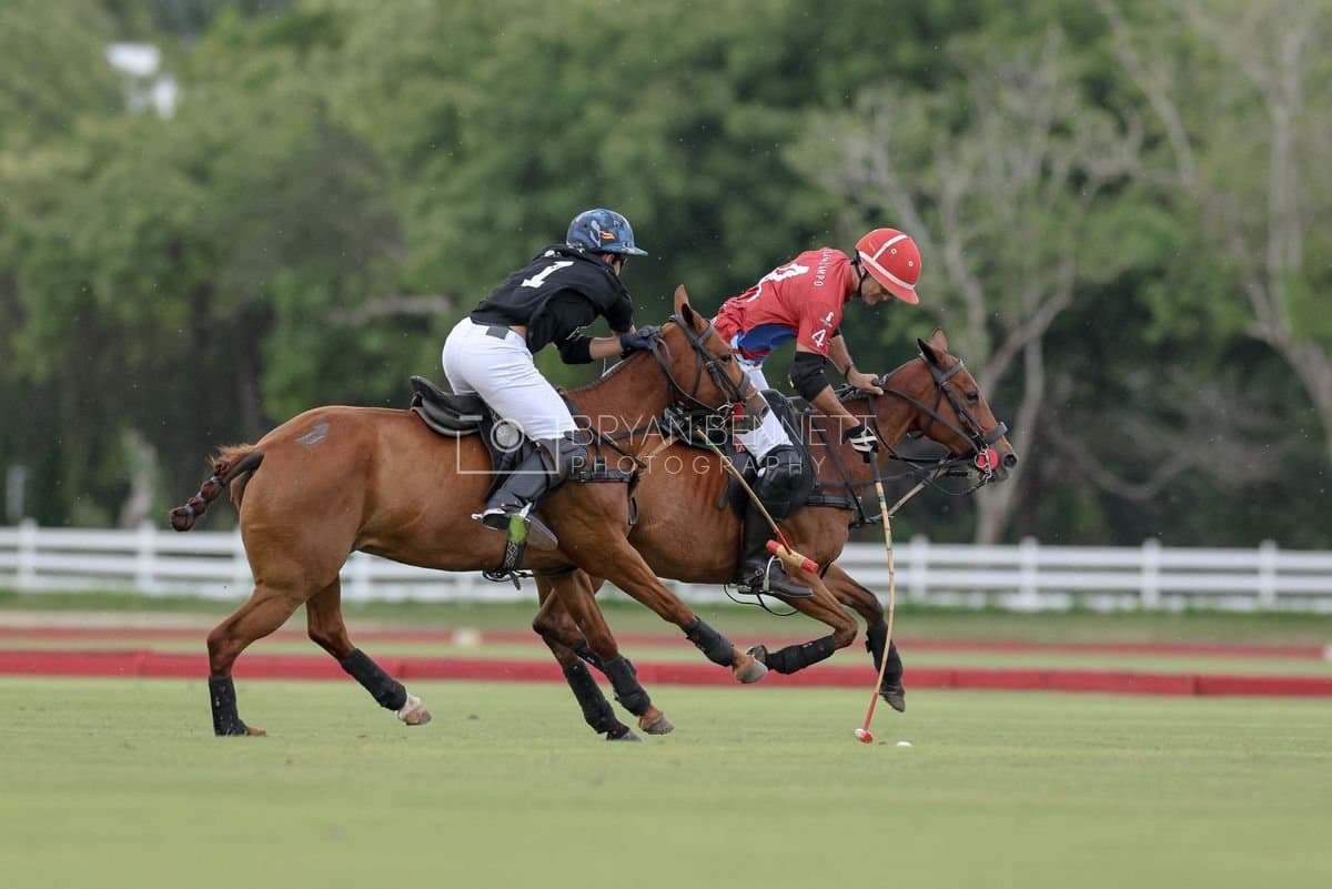Casa de Campo and La Romanza 3J play polo during the Casa de Campo Challenge at Casa de Campo in La Romana, Dominican Republic on April 4, 2025. (Photo by Bryan Bennett)