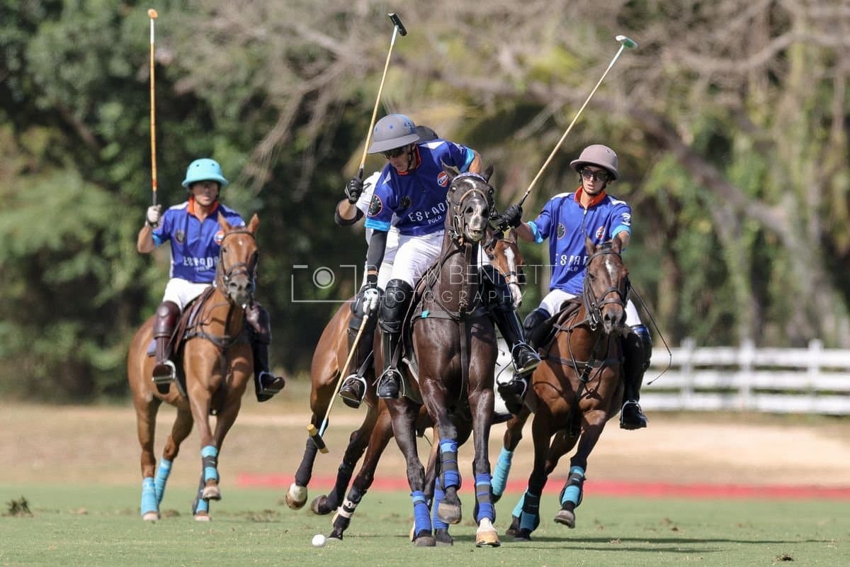 La Romanza 3J and La Espada Gulf play polo during the Copa Britanica at Casa de Campo Polo Club in La Romana, Dominican Republic on March 6, 2026. (Photos by Bryan Bennett)