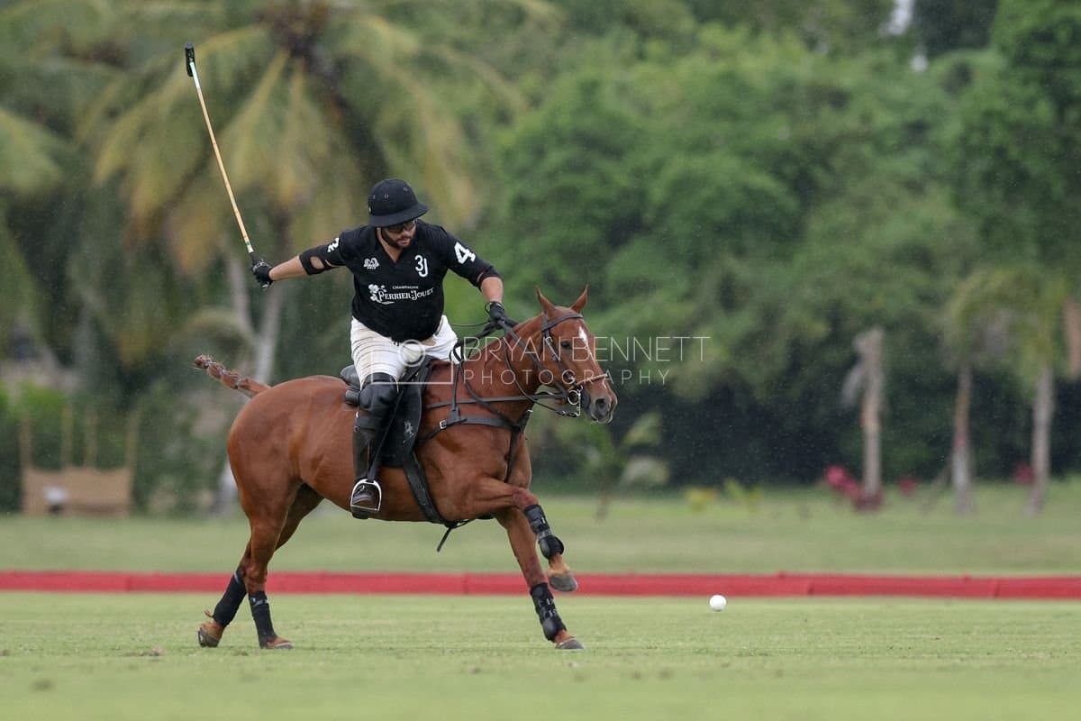 Casa de Campo and La Romanza 3J play polo during the Casa de Campo Challenge at Casa de Campo in La Romana, Dominican Republic on April 4, 2025. (Photo by Bryan Bennett)