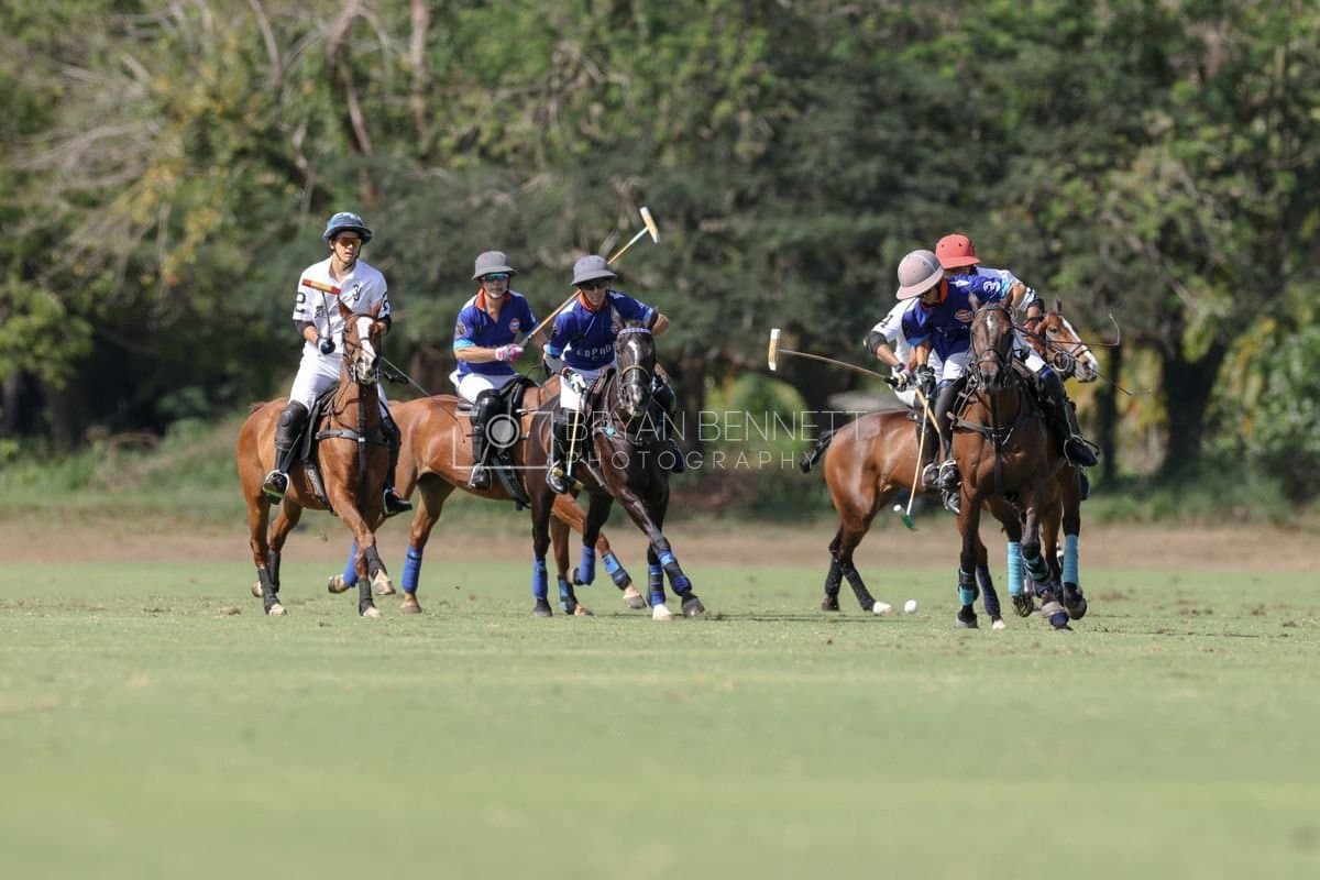 La Romanza 3J and La Espada Gulf play polo during the Copa Britanica at Casa de Campo Polo Club in La Romana, Dominican Republic on March 6, 2026. (Photos by Bryan Bennett)