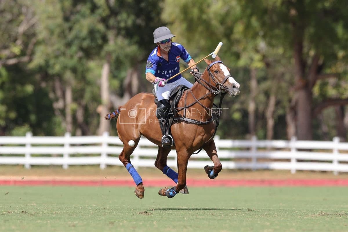 La Romanza 3J and La Espada Gulf play polo during the Copa Britanica at Casa de Campo Polo Club in La Romana, Dominican Republic on March 6, 2026. (Photos by Bryan Bennett)