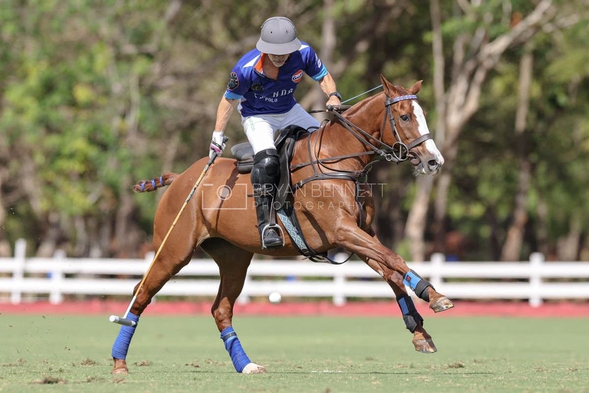 La Romanza 3J and La Espada Gulf play polo during the Copa Britanica at Casa de Campo Polo Club in La Romana, Dominican Republic on March 6, 2026. (Photos by Bryan Bennett)