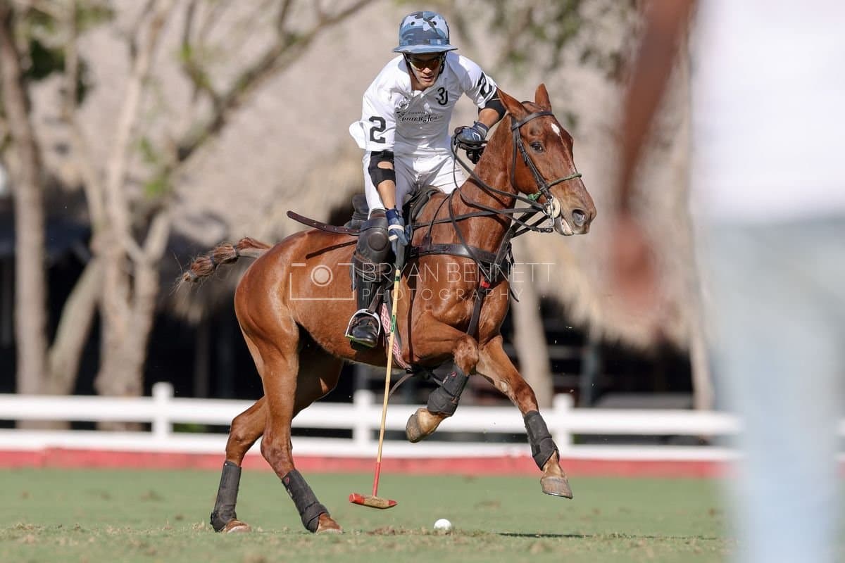 La Romanza 3J and La Espada Gulf play polo during the Copa Britanica at Casa de Campo Polo Club in La Romana, Dominican Republic on March 6, 2026. (Photos by Bryan Bennett)