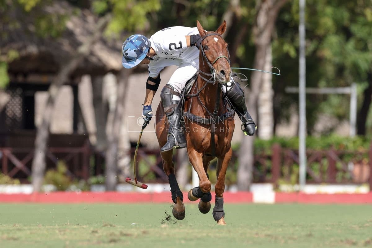 La Romanza 3J and La Espada Gulf play polo during the Copa Britanica at Casa de Campo Polo Club in La Romana, Dominican Republic on March 6, 2026. (Photos by Bryan Bennett)