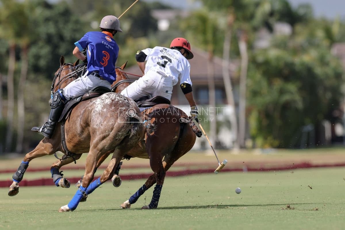 La Romanza 3J and La Espada Gulf play polo during the Copa Britanica at Casa de Campo Polo Club in La Romana, Dominican Republic on March 6, 2026. (Photos by Bryan Bennett)