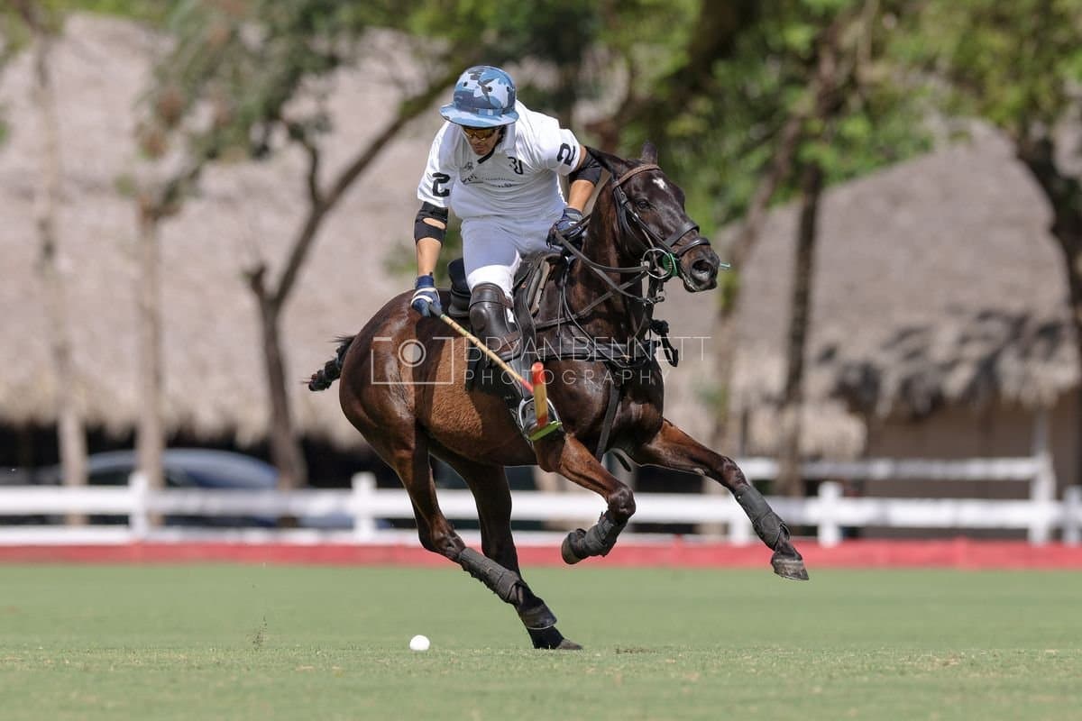 La Romanza 3J and La Espada Gulf play polo during the Copa Britanica at Casa de Campo Polo Club in La Romana, Dominican Republic on March 6, 2026. (Photos by Bryan Bennett)