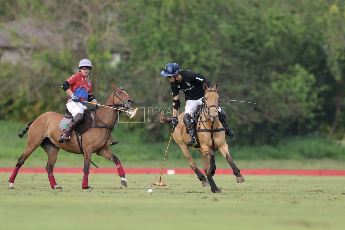 Casa de Campo and La Romanza 3J play polo during the Casa de Campo Challenge at Casa de Campo in La Romana, Dominican Republic on April 4, 2025. (Photo by Bryan Bennett)