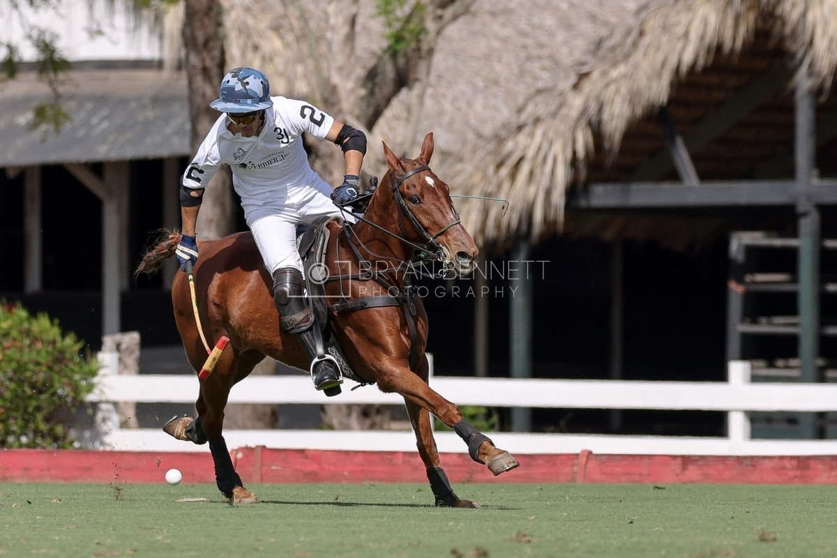 La Romanza 3J and La Espada Gulf play polo during the Copa Britanica at Casa de Campo Polo Club in La Romana, Dominican Republic on March 6, 2026. (Photos by Bryan Bennett)