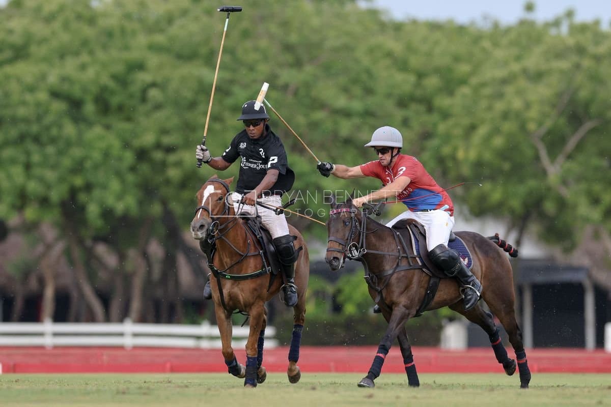 Casa de Campo and La Romanza 3J play polo during the Casa de Campo Challenge at Casa de Campo in La Romana, Dominican Republic on April 4, 2025. (Photo by Bryan Bennett)