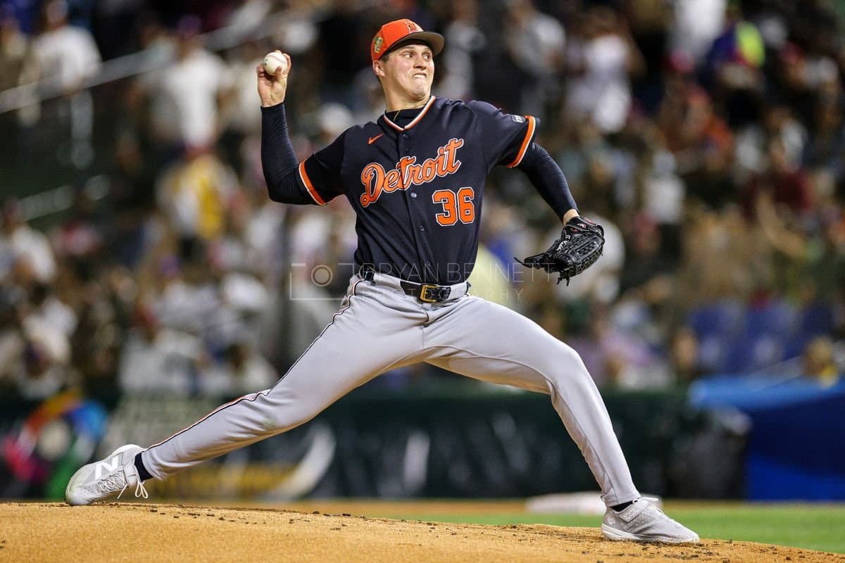 SANTO DOMINGO, DOMINICAN REPUBLIC - MARCH 03: Ty Madden #36 of the Detroit Tigers pitches during the first inning against the Dominican Republic at Estadio Quisqueya on March 03, 2026 in Santo Domingo, Dominican Republic. (Photo by Bryan M. Bennett/Getty Images)