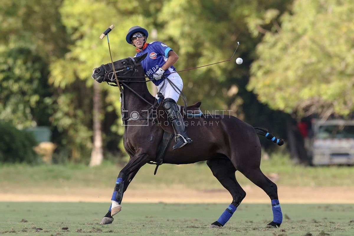 La Romanza 3J and La Espada Gulf play polo during the Copa Britanica at Casa de Campo Polo Club in La Romana, Dominican Republic on March 6, 2026. (Photos by Bryan Bennett)