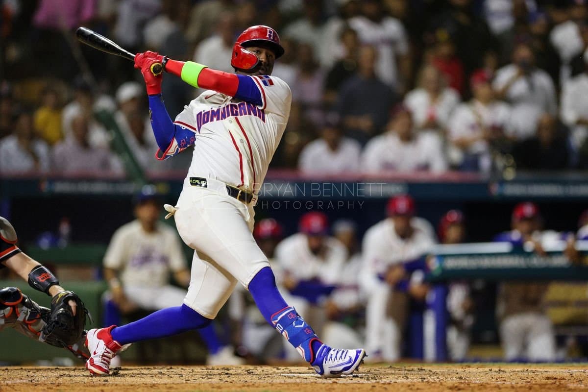 SANTO DOMINGO, DOMINICAN REPUBLIC - MARCH 03: Geraldo Perdomo #2 of the Dominican Republic bats during an exhibition game against the Detroit Tigers at Estadio Quisqueya on March 03, 2026 in Santo Domingo, Dominican Republic. (Photo by Bryan Bennett/Getty Images)