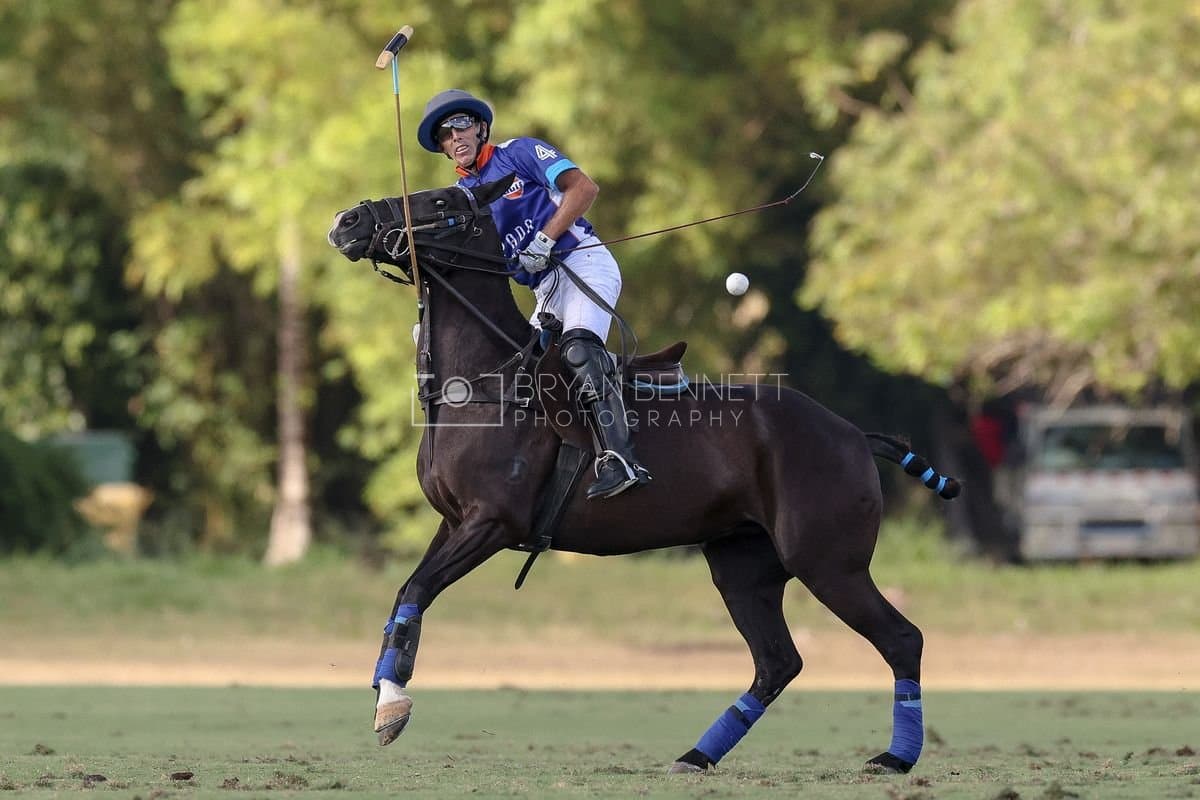 La Romanza 3J and La Espada Gulf play polo during the Copa Britanica at Casa de Campo Polo Club in La Romana, Dominican Republic on March 6, 2026. (Photos by Bryan Bennett)