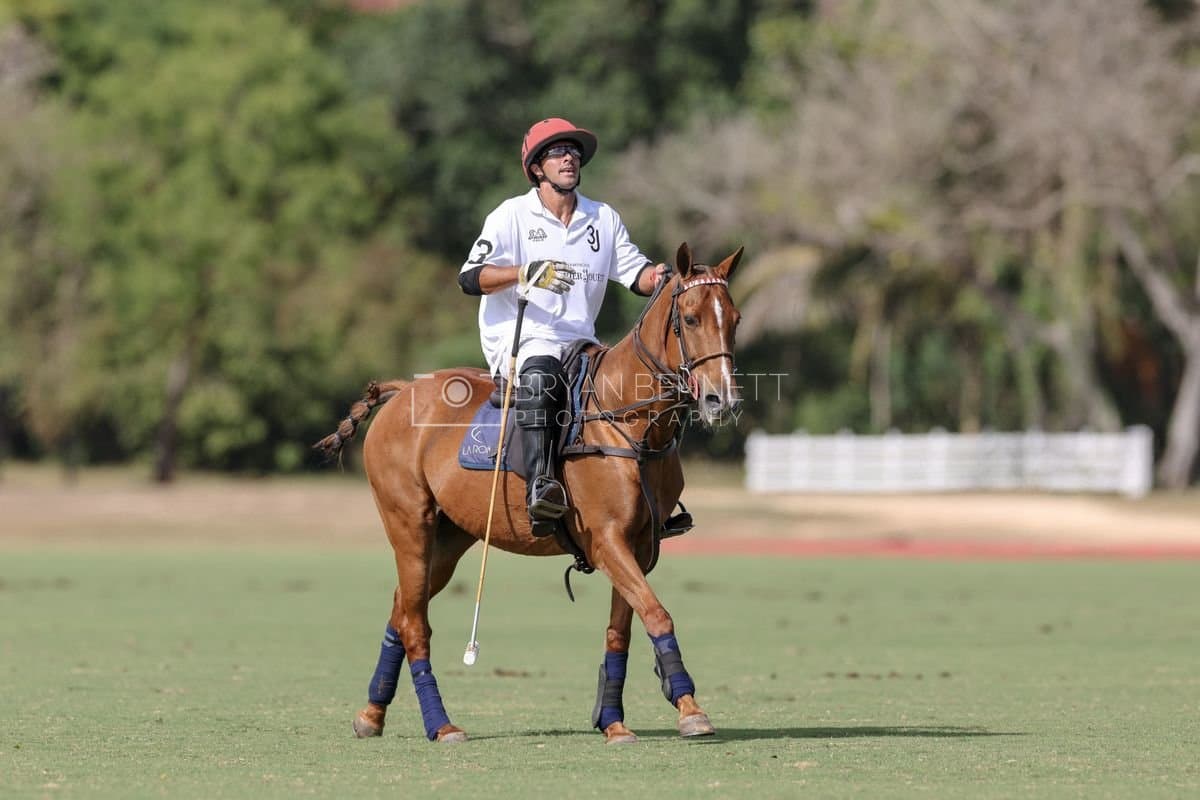 La Romanza 3J and La Espada Gulf play polo during the Copa Britanica at Casa de Campo Polo Club in La Romana, Dominican Republic on March 6, 2026. (Photos by Bryan Bennett)